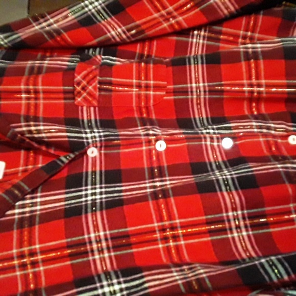 NWOT Victoria's Secret Xl Plaid Long Sleeve Button Down Top W/ Matching pants - Picture 7 of 16